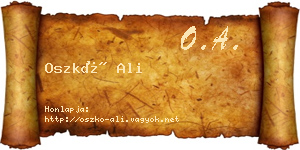 Oszkó Ali névjegykártya
